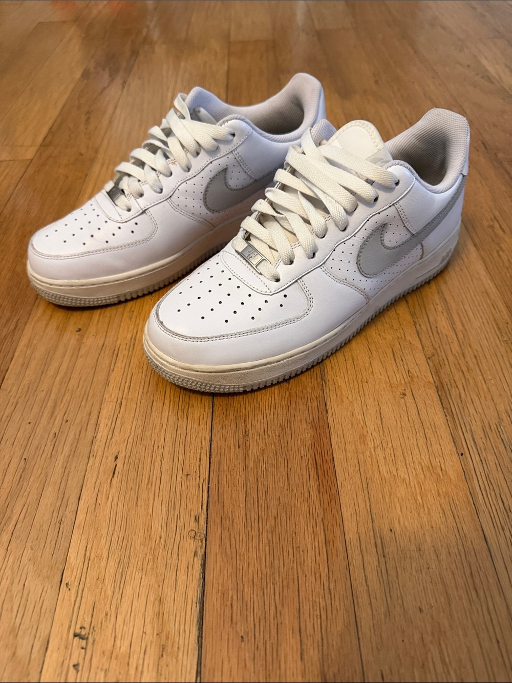 Nike Air Force 1 White and Light Gray Low-Top Sneakers